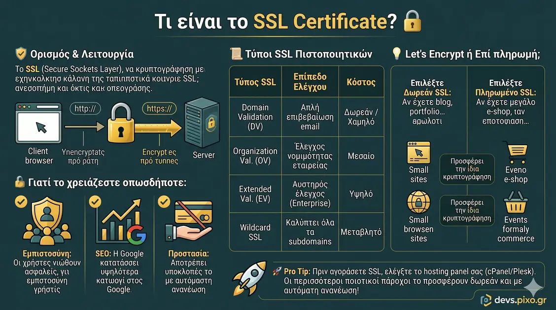 SSL Πιστοποιητικά: Γιατί το Site σου Χρειάζεται HTTPS